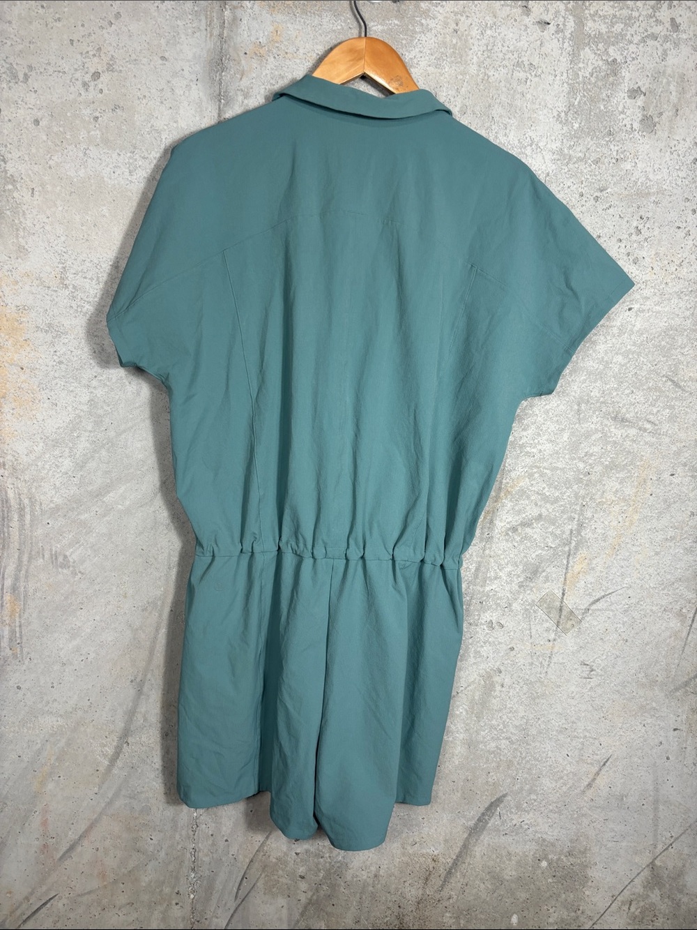 Lululemon Romper Women Pockets Short Sleeve Teal Color Stretch Rib - Picture 4 of 10